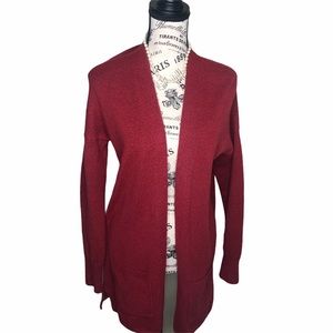 Loft Red Open Front Cardigan Size Small